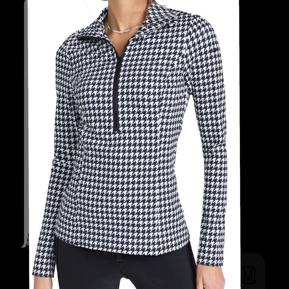 Goldbergh Blanche Houndstooth Ski Pully Half-Zip Thermal Top XS NEW